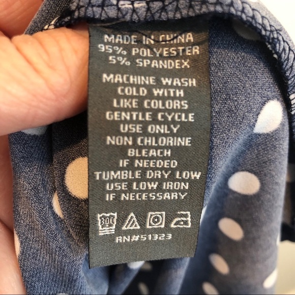 Vince Camuto Blue White Polka Dot Cowl Neck Top - Picture 3 of 4